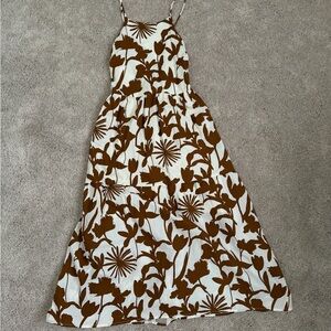 Floral Brown and White Maxi Dress